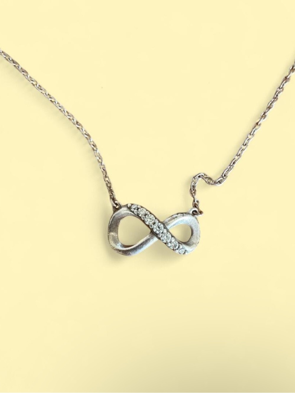 Silver Infinity Pendant Necklace - Sparkling Crystal Accent